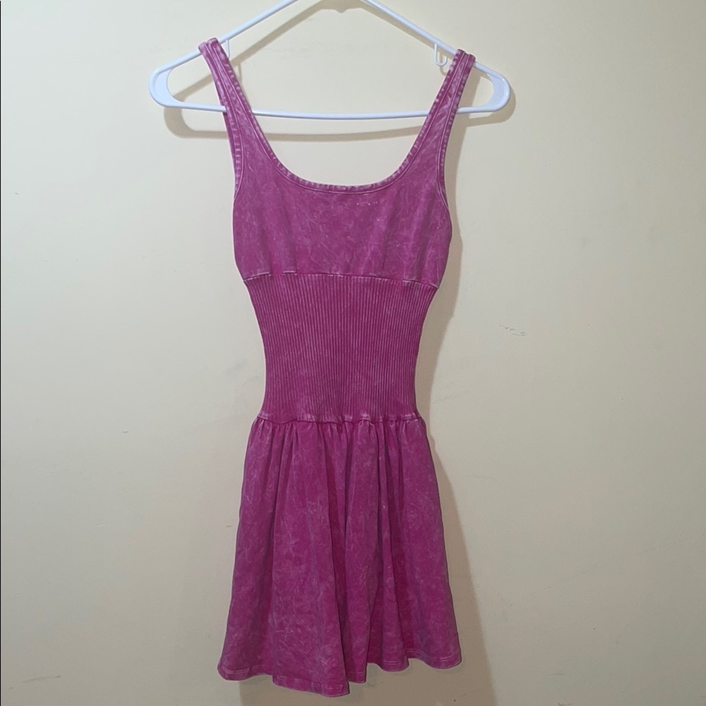 Women's Bijou Mini Skort Ribbed Romper Dress Pink - Picture 5 of 7